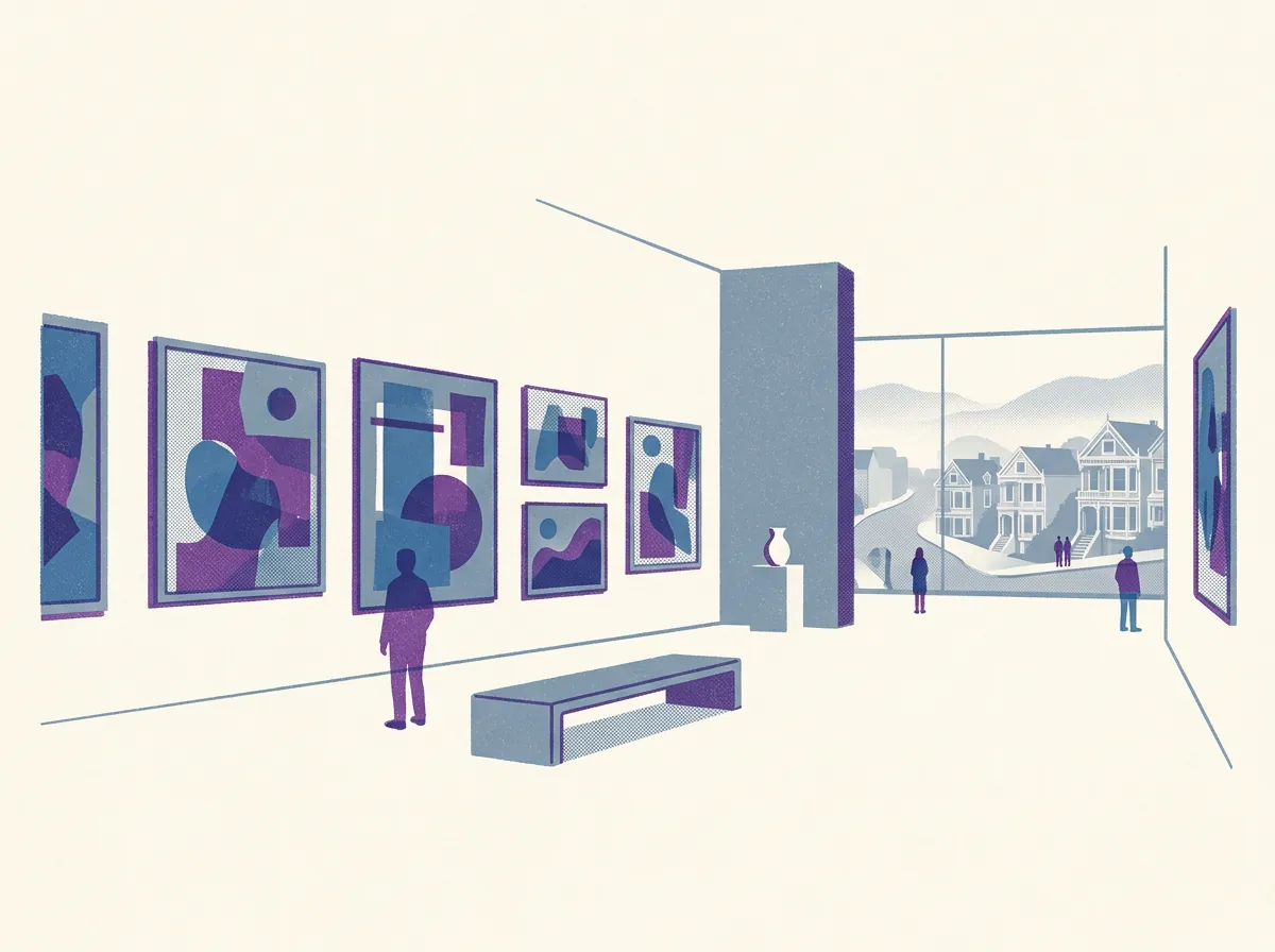 Illustration of art galleries in San Francisco