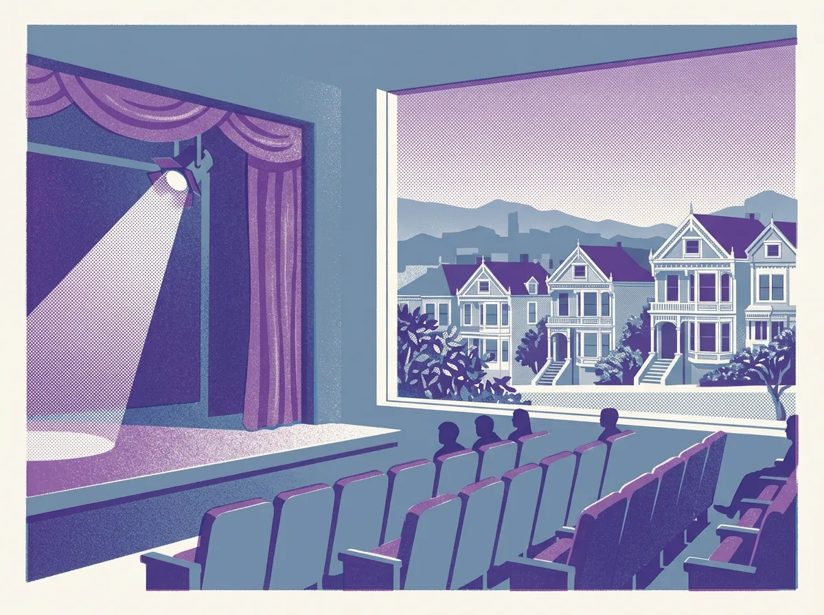 Illustration of theaters and music venues in Hayes Valley
