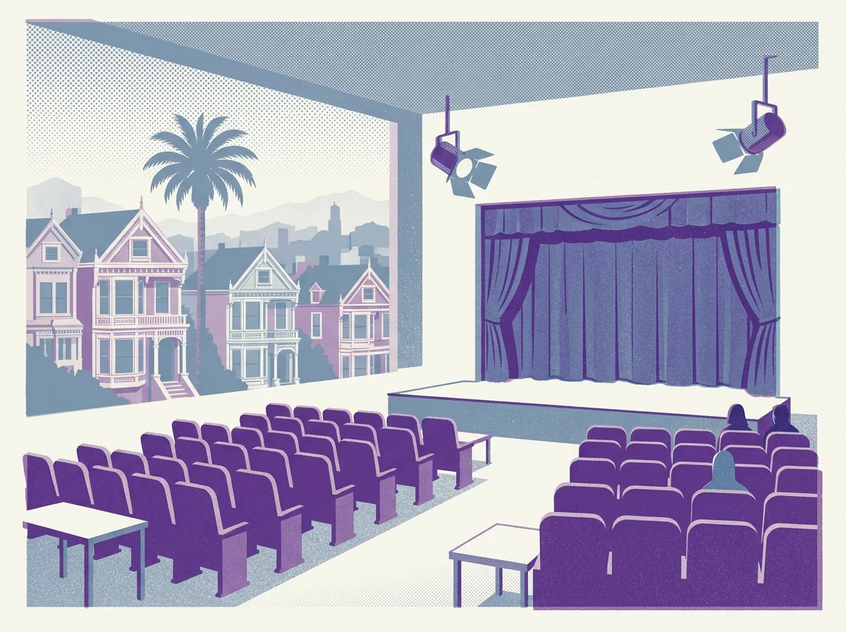 Illustration of theaters and music venues in the Mission